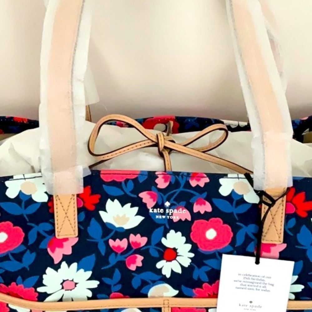 KATE SPADE NWT WASHINGTON SQUARE MEGA SAM TOTE BAG BRIGHT FLORAL PATTERN - Picture 12 of 15